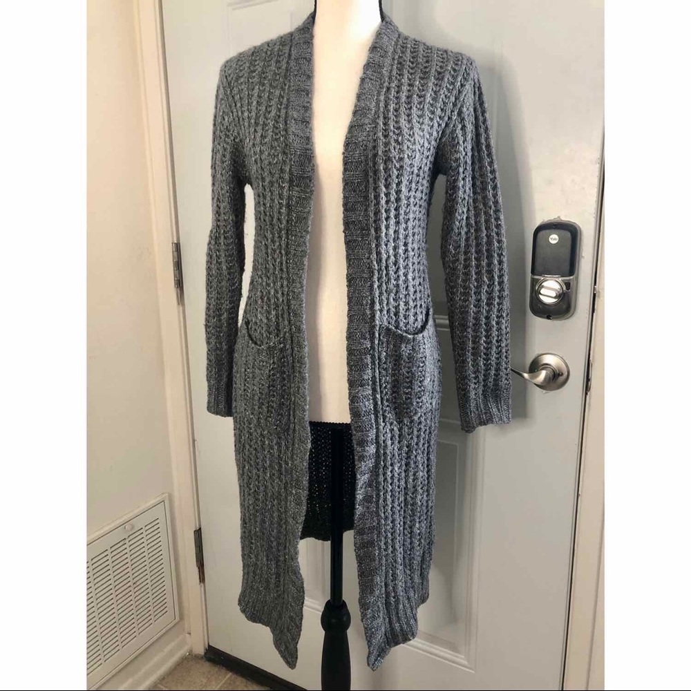 No Boundaries Gray Open Front Cardigan